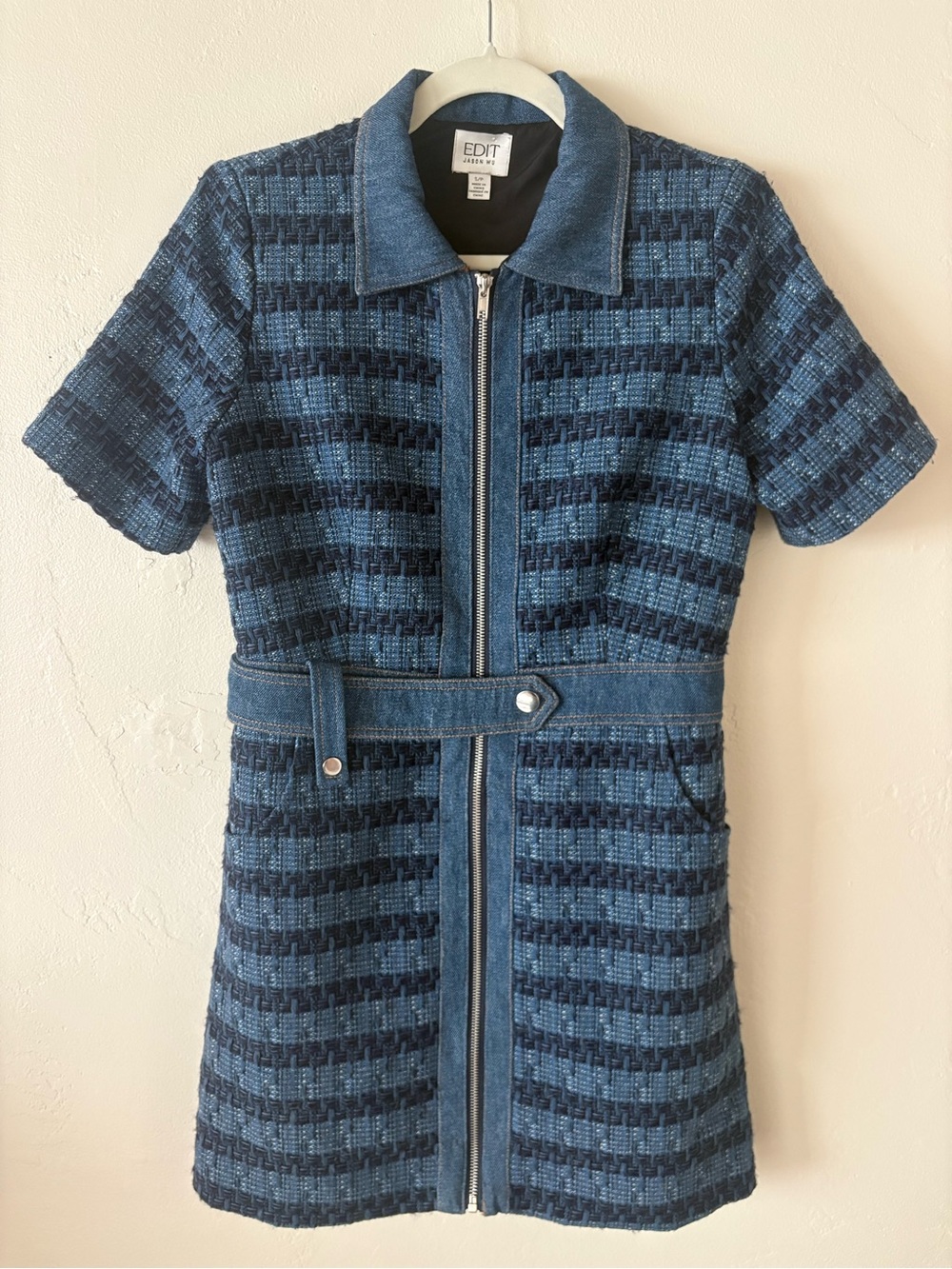 jason wu denim dress Blue Tweed Mini Size S Ode to Frida Handmade eastersale Our denim Color:Blue And White Stripes Vipchrono